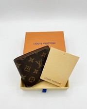 Portafoglio originale marrone LOUIS VUITTON LV monogramma tela pelle multiplo bifold
