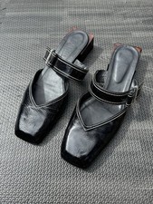 Ganni Women's Mules Slide Sandals in Black Patent Leather Size 39 / US 9 - Spain