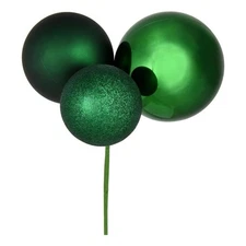 Vickerman 18" Plastic Ball Ornament Christmas Picks in Emerald Green (Set of 2)