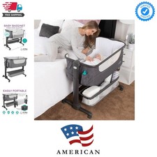 Baby Bassinet, Bedside Sleeper for Baby, Easy Folding Portable Crib with Stor...