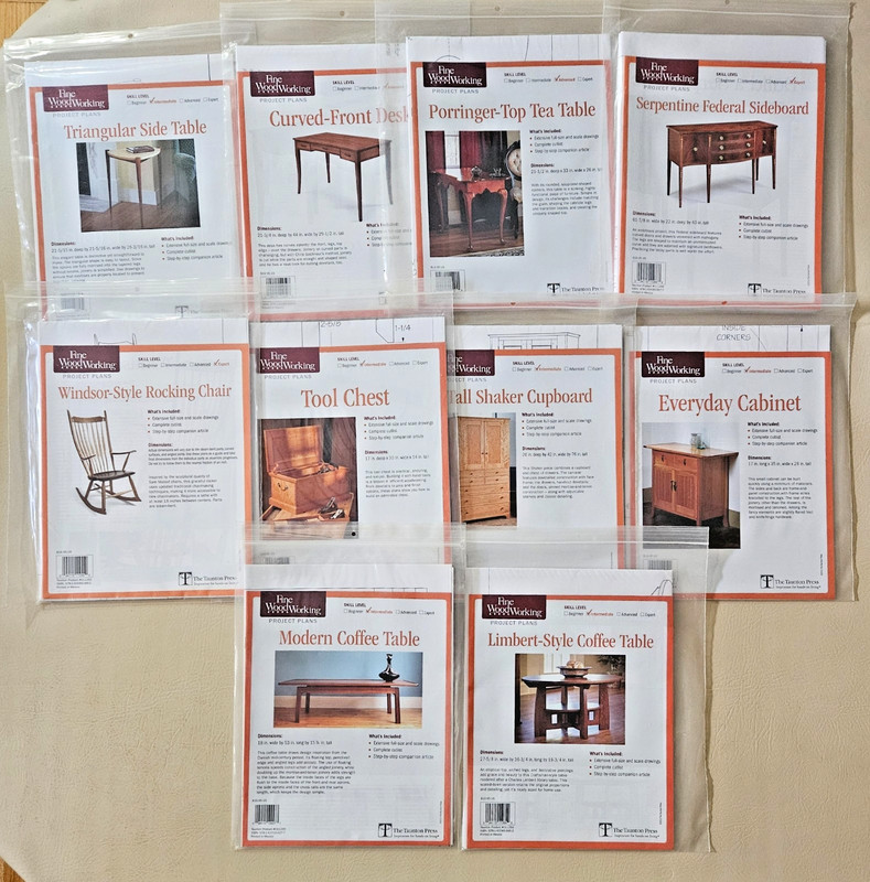 10 NEW Taunton Press Fine Woodworking Intermediate Furniture Patterns Table Etc