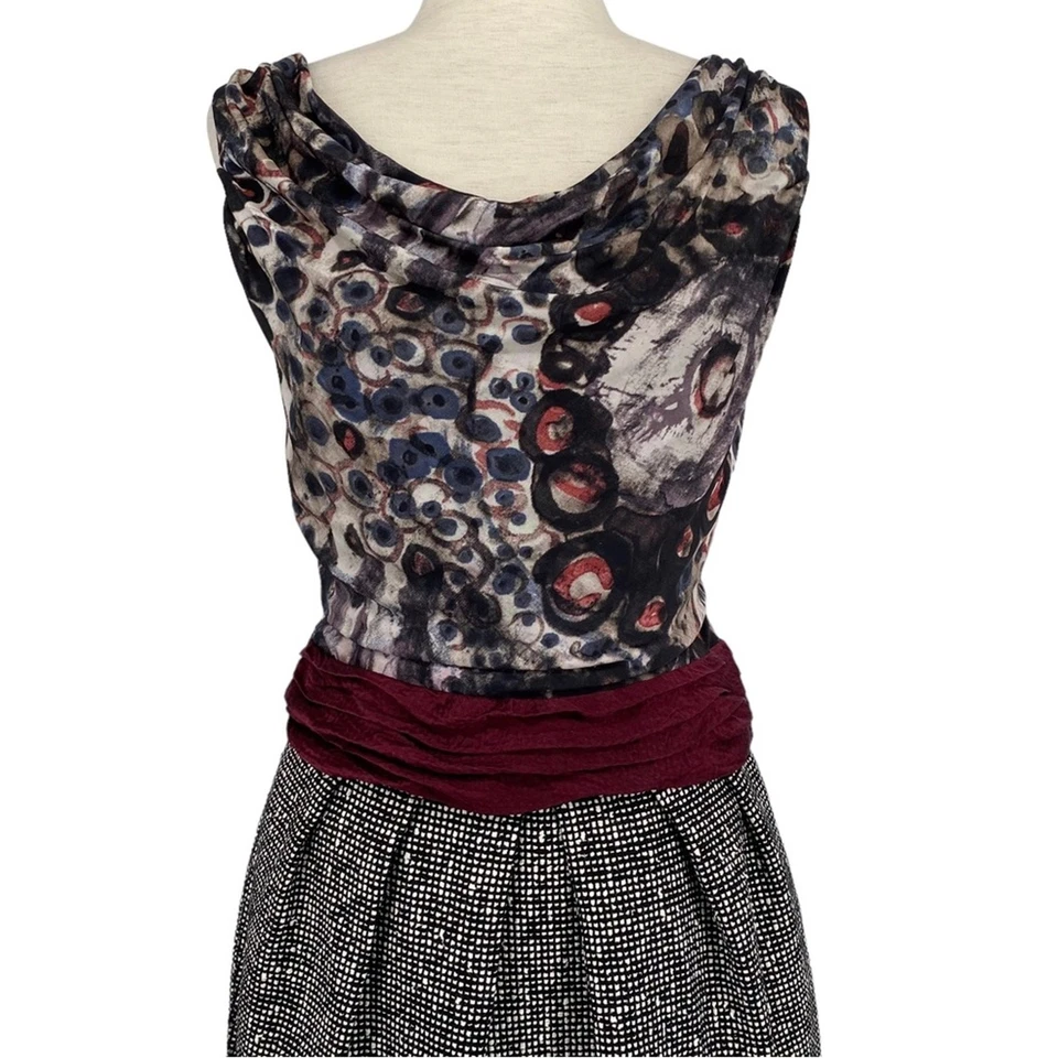 RACHEL ROY NEW YORK Sleeveless Drop Neck Sheath Dress Size 8 Career Silk Wool - Image 3 of 4