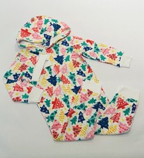 New Old Navy Girl Christmas Pajamas Size 5 Hooded Fleece Footless Cozy Tree Pjs