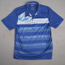 Oakley Men's Blue Striped Performance Golf Polo Shirt - Size M