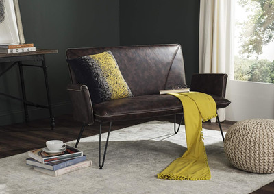 Mid-Century Modern Antique Brown Settee - Home Collection Johannes