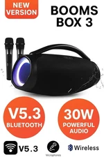 BOOMS BOX 3 Wireless Bluetooth Speaker V5.3 Portable Partyboost Loudspeaker 2mic