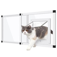 Sliding Cat Door Window Insert 32-37  Adjustable Aluminum Magnetic Flap