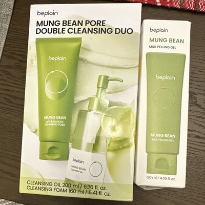 beplain Mung Bean Pore Cleansing Set Cleansing Oil/Foam + Peeling Gel Trio
