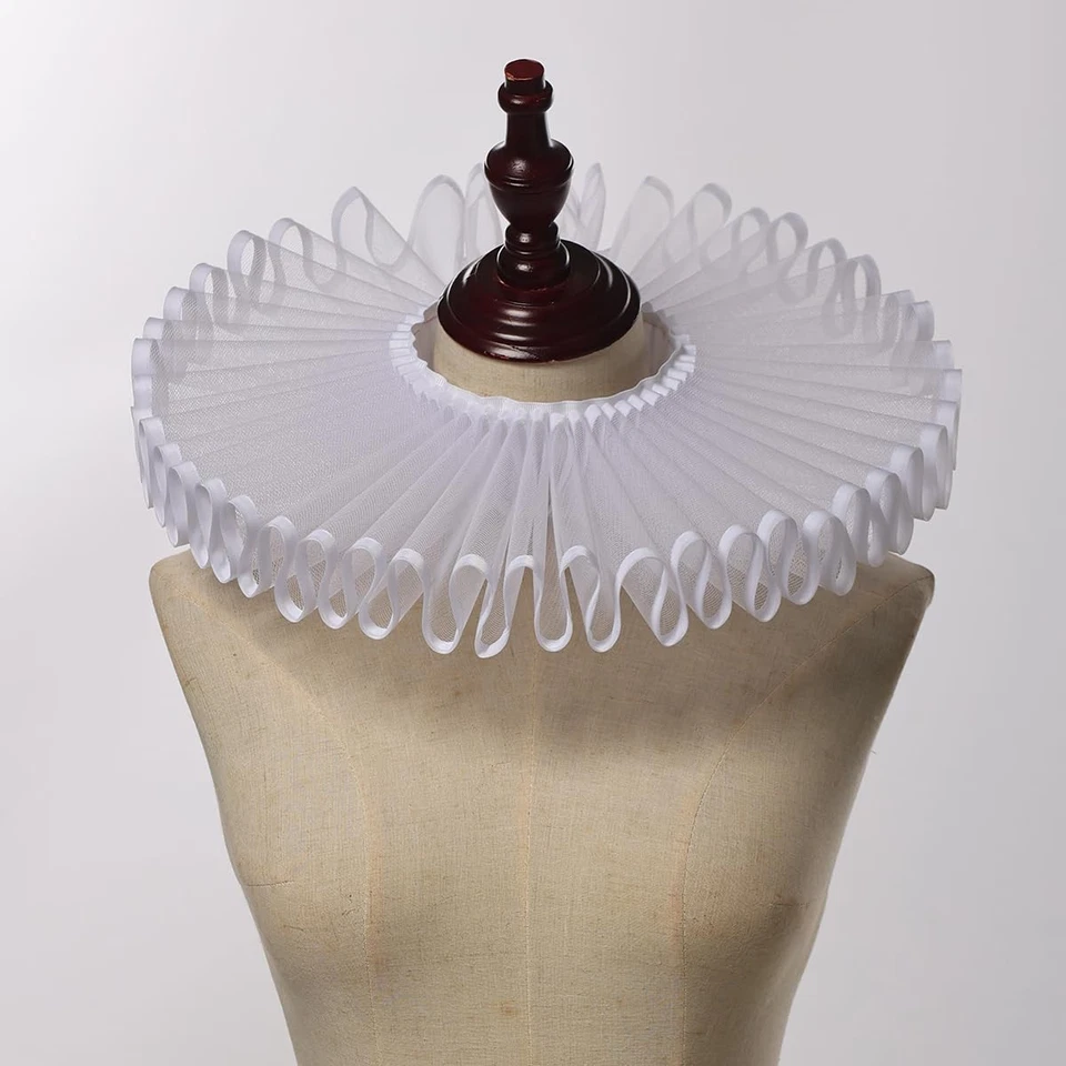 Elizabethan Chiffon Neck Ruff Detachable Collar for Medieval Costume Ensemble... - Image 4 of 4