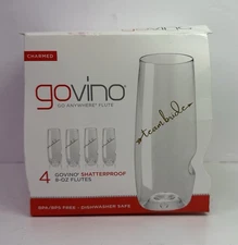GoVino Go Anywhere 8oz "Team Bride" Flutes - 4 Pack - Shatterproof - Brand New