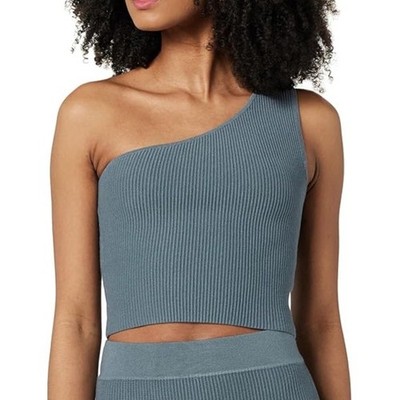 NWT The Drop Kofi Asymmetrical Cropped Sleeveless Sweater Blue Gray Women's L
