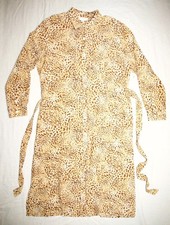 NEW TIME and TRY RAYON PRINT LONG SLEEVE COLLARED STAIGHT MIDI SHIRT DRESS L