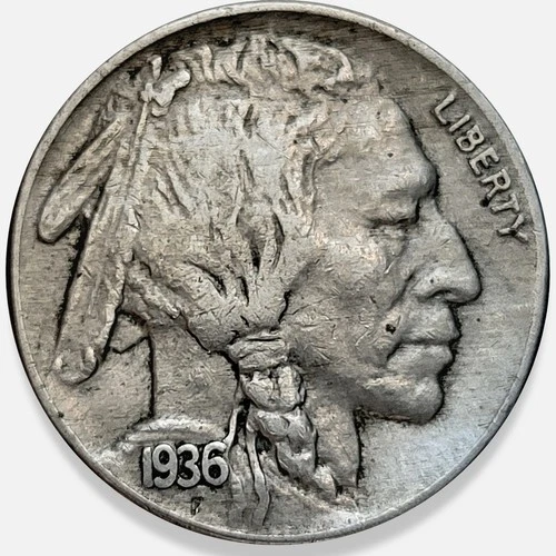 1936-P Buffalo Nickel 5c Very Fine VF+ * Original Surfaces * 1936P