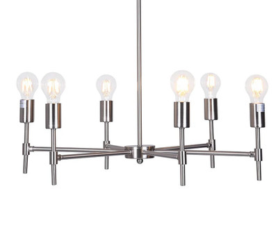 Mia 6-Light Chandelier   Chrome/Silver   Modern Industrial Farmhouse - New