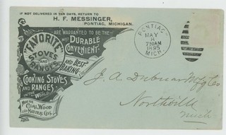 Mr Fancy Cancel H F Messnger Stoves & Ranges Pontiac Michigan '95 Cvr #3429