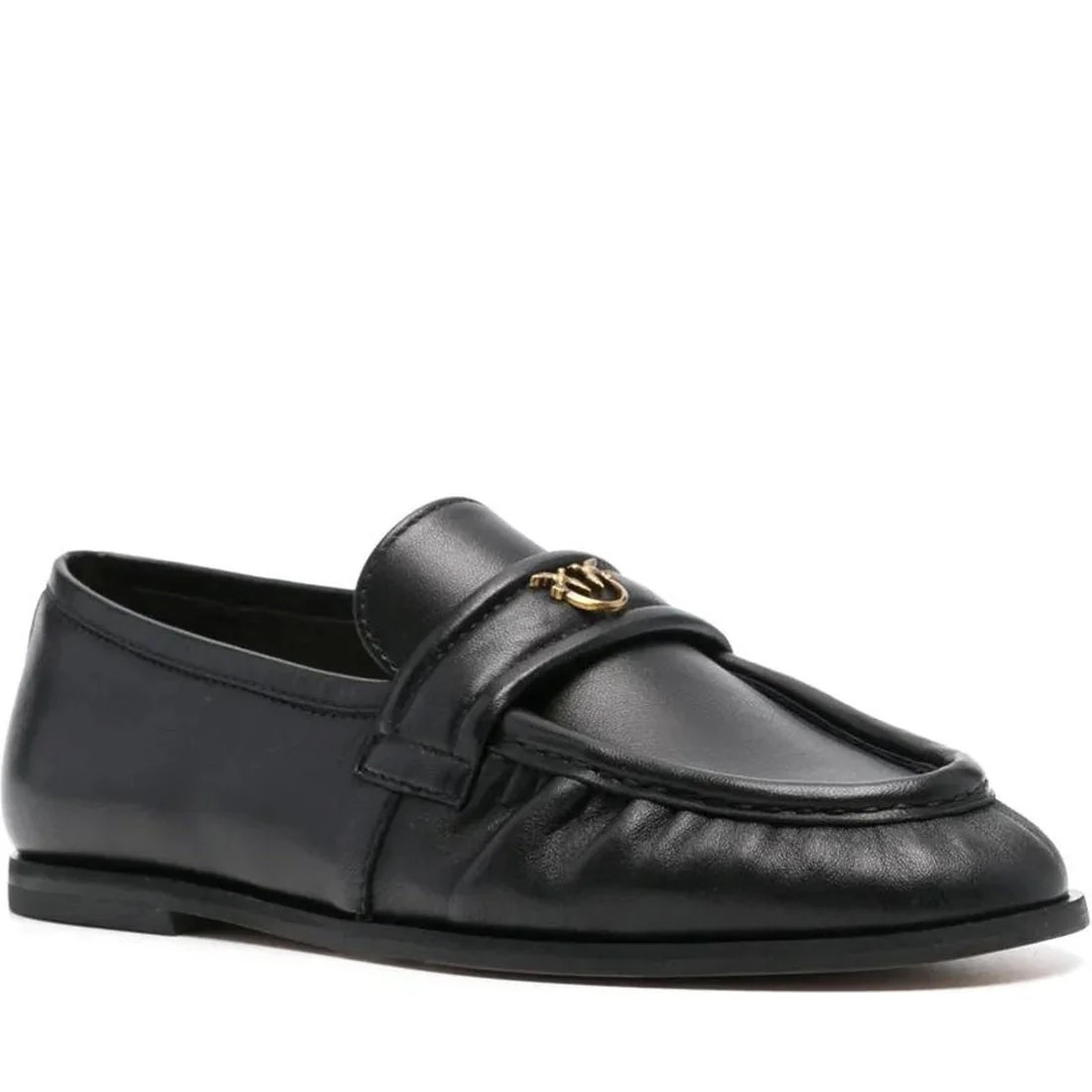 PINKO Naty 02 Women's Black Leather Moccasins Casual SD0349P003-Z99