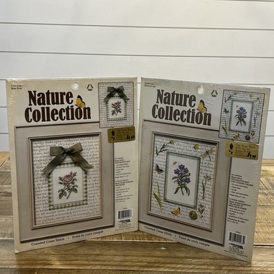 Leisure Arts Nature Collection Counted Cross Stitch Kits Pink Rose & Wildflower