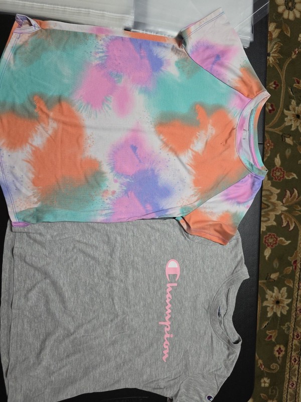 Girls Sz 10-12  Tiedyed And Champion Tshirts Very Cute