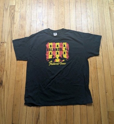 Vintage Medieval Times Shirt Mens XL Black Knight Jousting  Orlando Fl Graphic