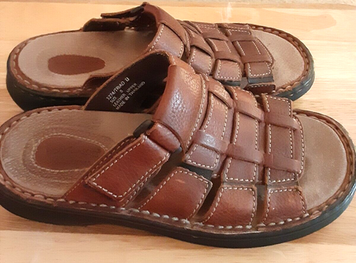 Boca Classics Sandals Mens Size 8 Island Wear Triad Slide II Leather Brown - Picture 3 of 7