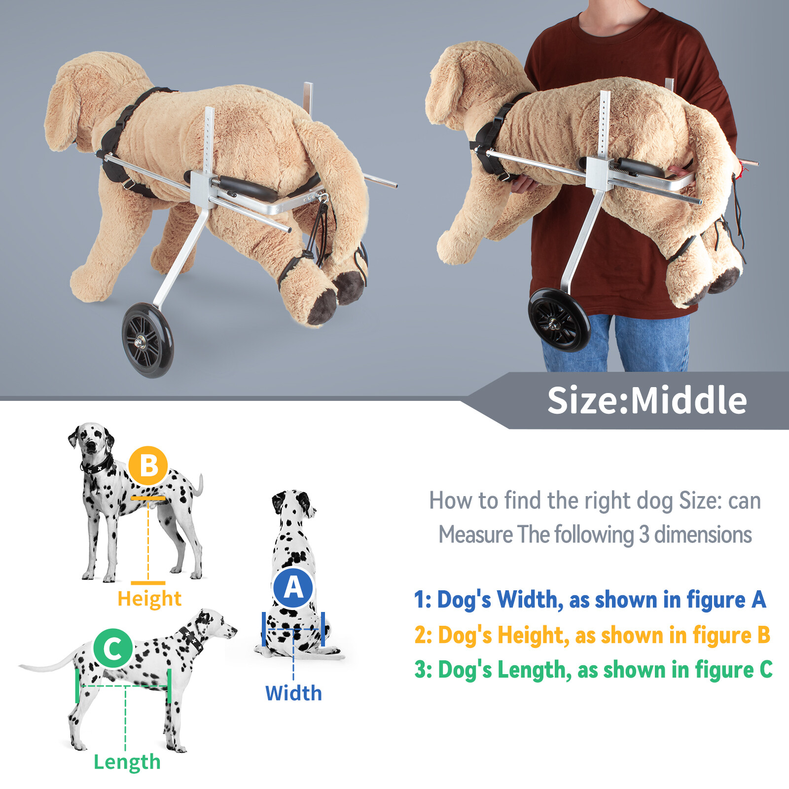 Pet Wheelchair for back legs, S/M/L Dog Wheelchair For Handicapped Dog