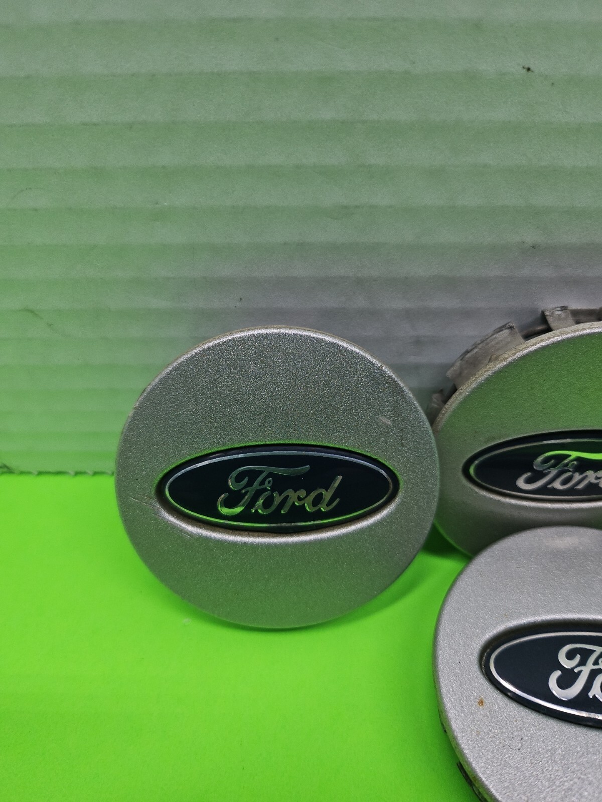 Set of Four Silver Blue Center Cap Ford Focus Fusion 6E5C1A096 OEM