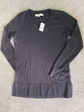 NWT Ann Taylor LOFT Black V-Neck Pullover Tunic Lightweigt Sweater Size XS