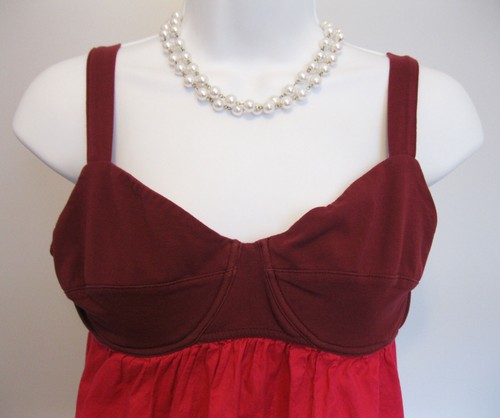 RVCA UNDERWIRE Bra Top Shirt Size M Medium 8 Red Pink Cotton Festival Casual - Picture 2 of 8