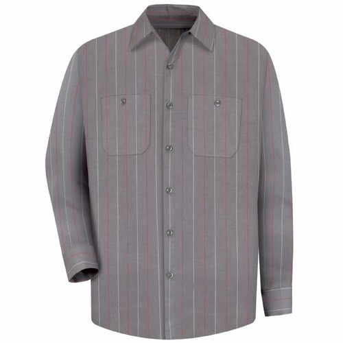 Red Kap Work Shirt Poplin Stripe 2 Pocket Men's Industrial Uniform - Picture 20 of 24