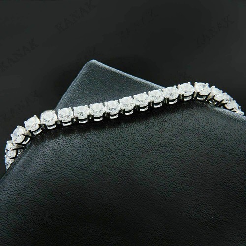 10 Karat runder Diamant Hochzeit Tennis Armband 14 Karat Weißgold-Finish 7 Zoll - Bild 6 von 9