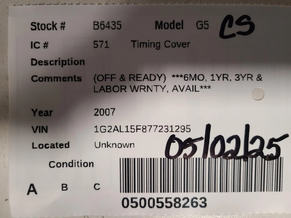 Used Engine Timing Cover fits: 2007 Pontiac G5 2.4 Grade A - Image 3 of 4