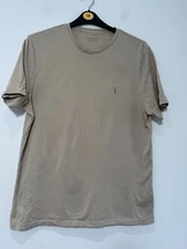 All Saints T Shirt Mens 2XL Beige Brace Tonic Crew Soft Brushed Cotton Ramskull