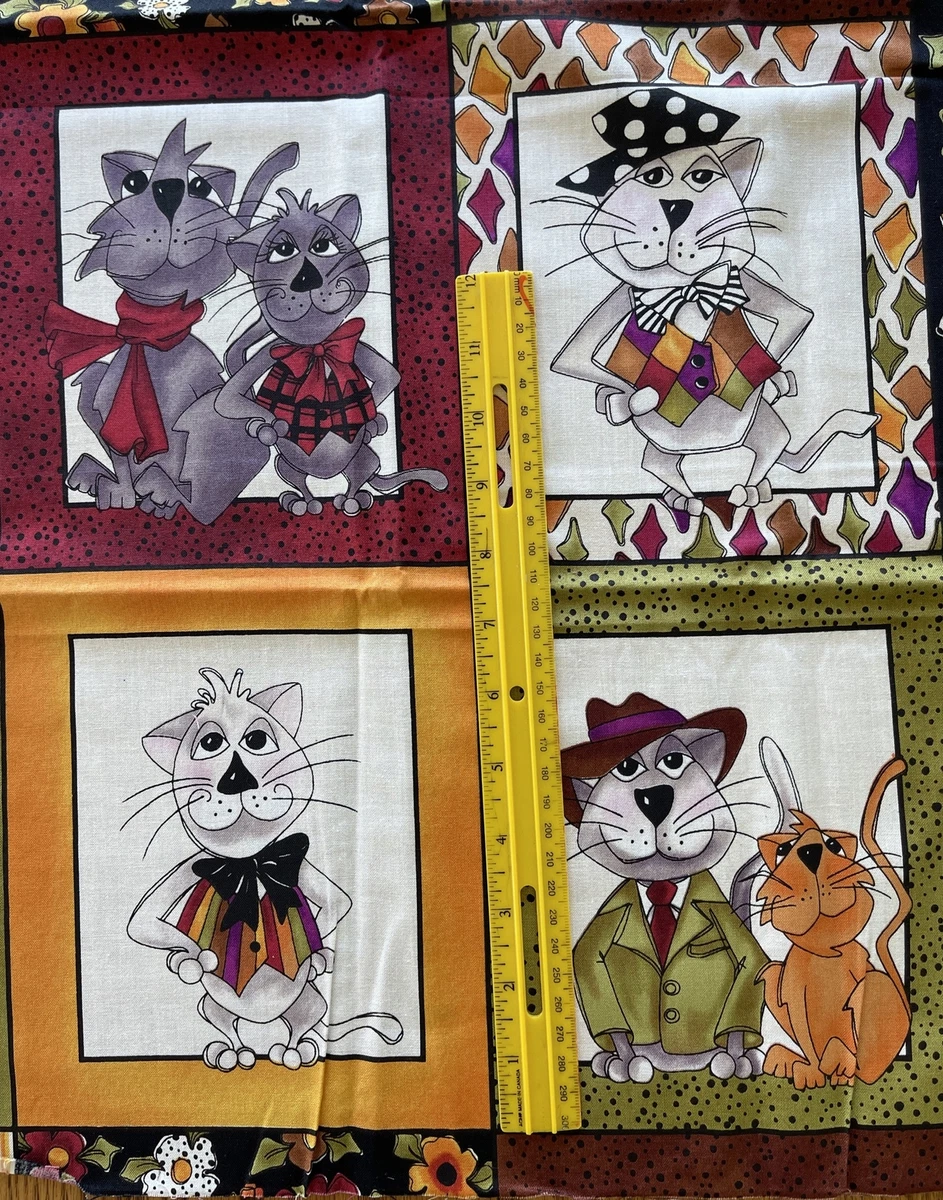Loralie Harris SPICE CATS Cotton Fabric Panel 18 Blocks