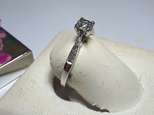 .12cttw Natural Diamond 10Kt White Gold Raised sides Engagement Ring #15665 - Picture 2 of 4