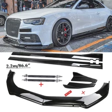 For Audi A3 A4 A5 A6 S5 Front Bumper Lip Chin Spoiler Splitter Glossy Black Body