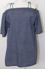 FAITHFULL THE BRAND Navy Blue Striped Tie Shoulder Top Dress Size US 4/AUS 8