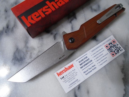 Kershaw Avert Assisted Open Pocket Knife Wharncliffe Wood 1432 8Cr13MoV Folder - Picture 8 of 11