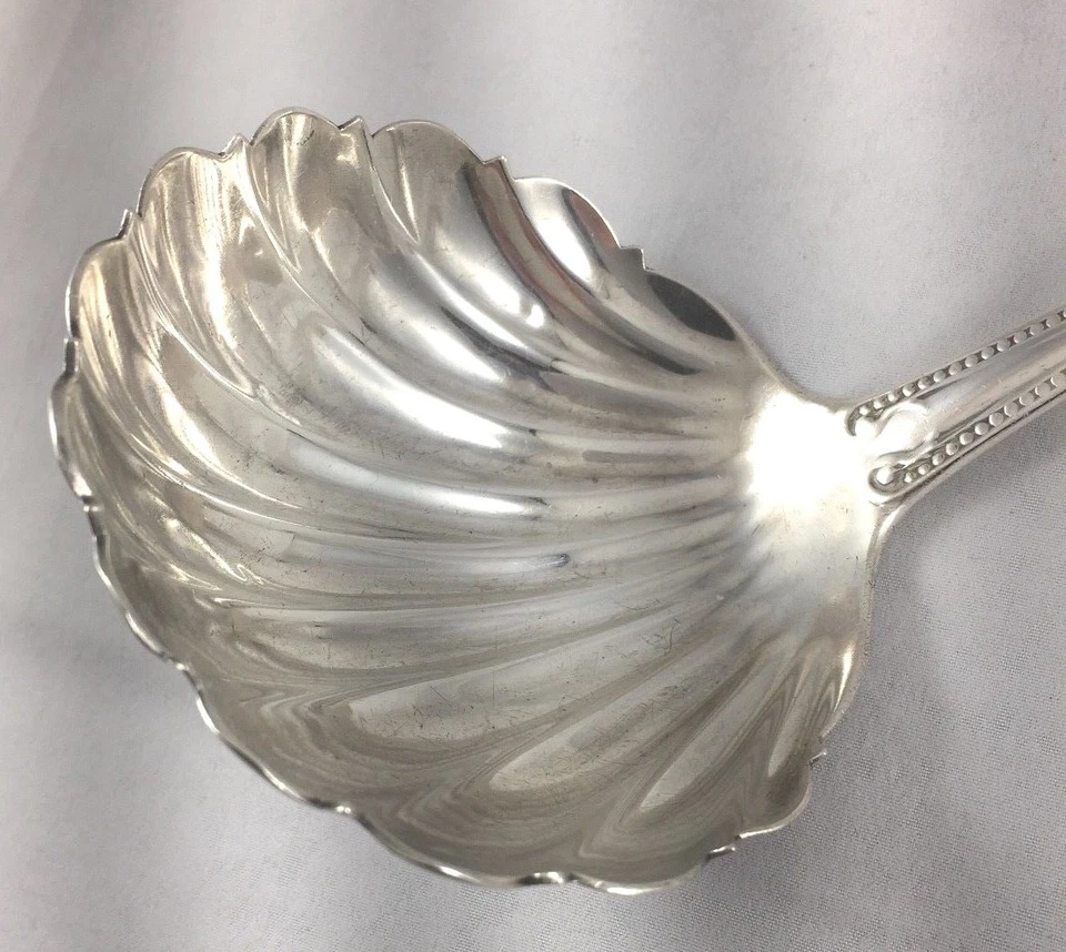 N. Harding Бостон, Массачусетс Монета Серебряный Модный Суп Ковш с Рифленой Чашей-моно'd - Изображение 3 из 4