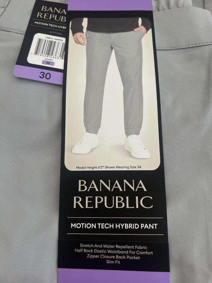Banana Republic Motion Tech Hybrid Pant Men's 30 Slim Fit Gray NWT