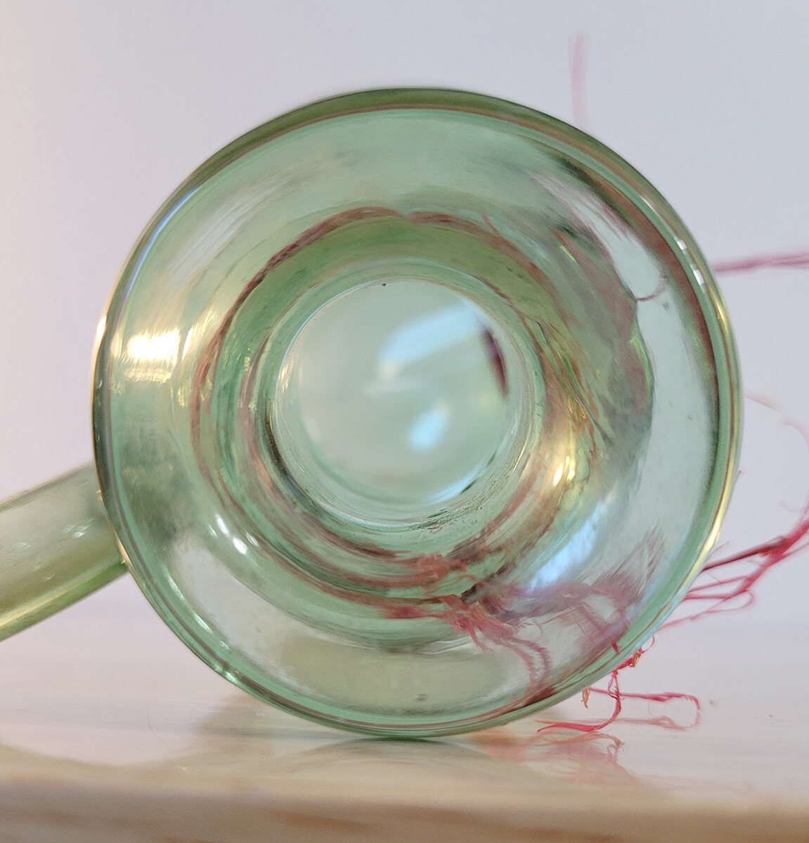 VTG Hand Blown Green Italian Glass Wine Decanter Chiller w/ Ice Chamber