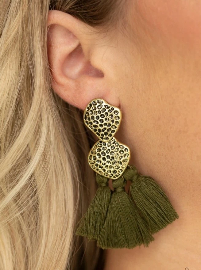 Green fringe earrings paparazzi deals