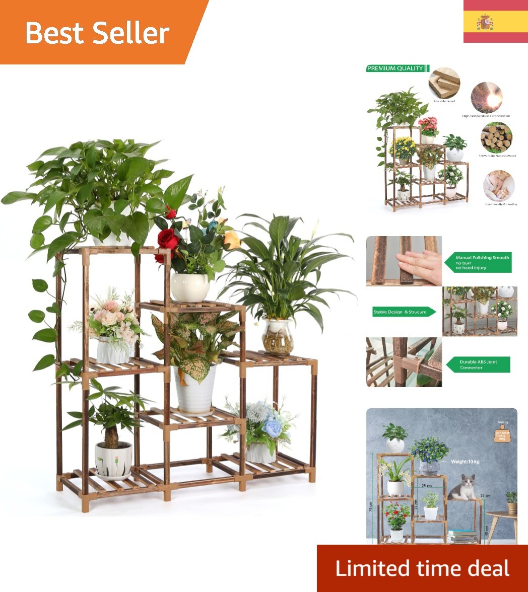 Estante de Plantas Ligero de 7 Niveles - Material de Madera Segura para el Hogar