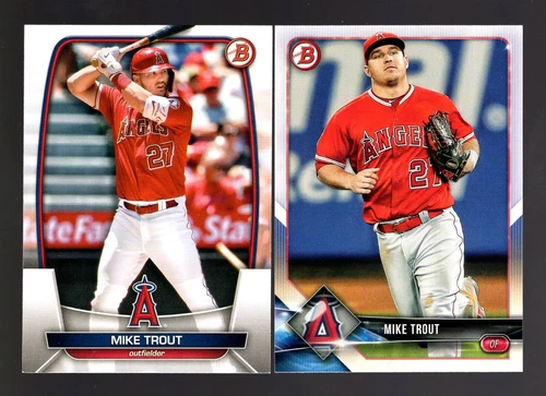 2 CARD LOT OF 2018 BOWMAN #1 2023 #89 MIKE TROUT ANAHEIM ANGELS