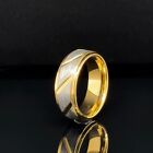 Design Silver Brushed Finish Fashion Band 8mm Gold Tungsten Unisex Ring Chevron