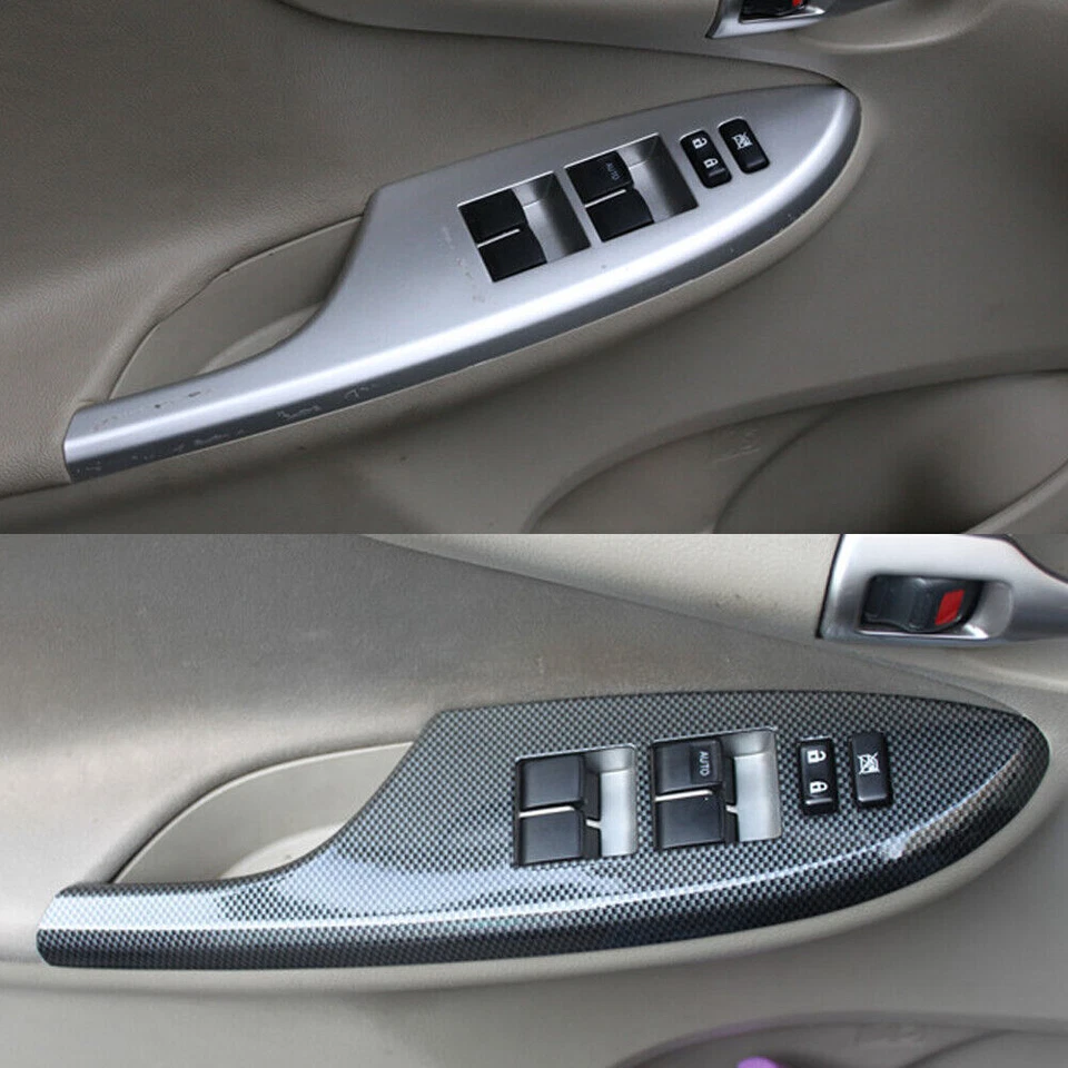 For Toyota Corolla 2007-2013​ Window Lift Switch Panel Cover Carbon Fiber Trim — 第 3/4 张图片