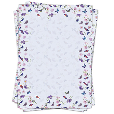 50 Blatt Briefpapier A4 mit Blumen Motivpapier Bastelpapier Schmetterling 