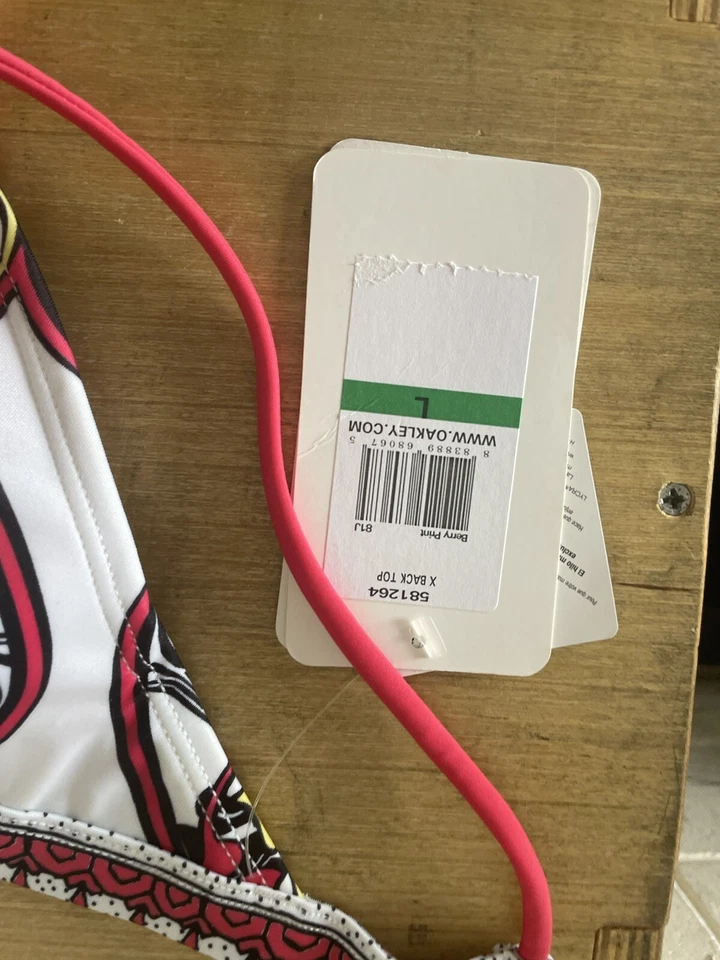 Top trasero de bikini Oakley para mujer rosa baya talla grande nuevo Foto 2 de 3