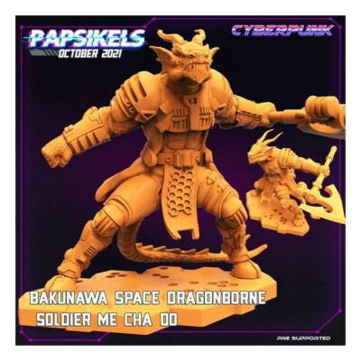 Dragonborn Me Cha Do - Resin Miniature | Sci fi | Cyberpunk Mini | Papsikel