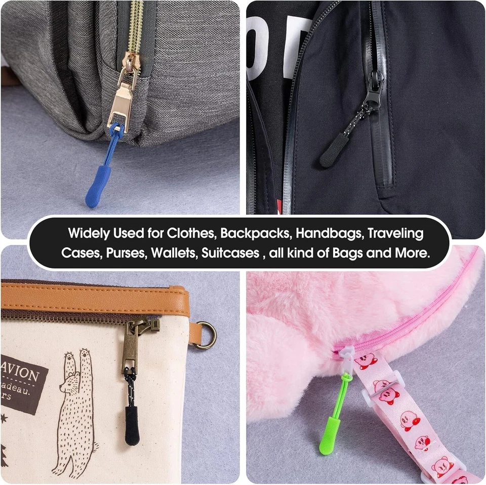 Set of 5 / 10 Zip Pull Zipper Puller Cord Slider Fastener Jacket Bag Backpack - Image 2 of 4