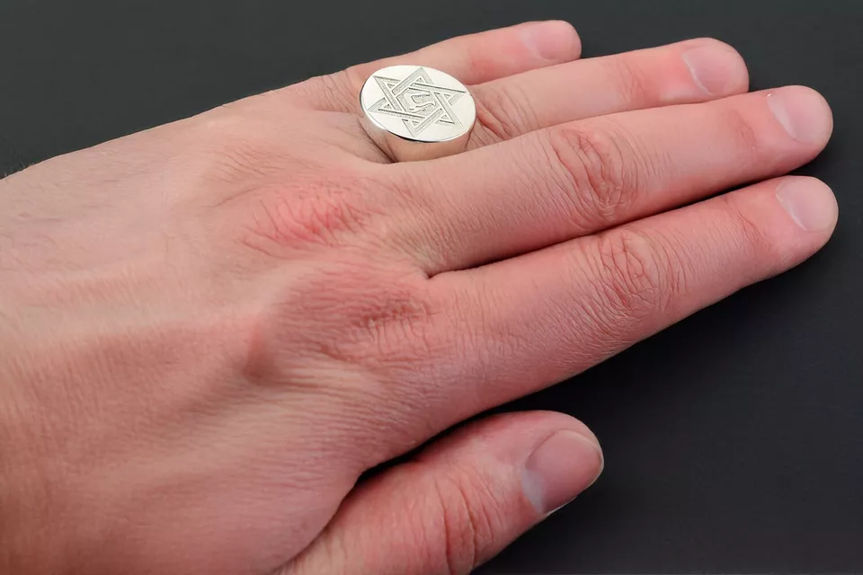 Sterling Silver Star of David Chai Signet Ring | Jewish Statement Jewelry - Image 4 of 4
